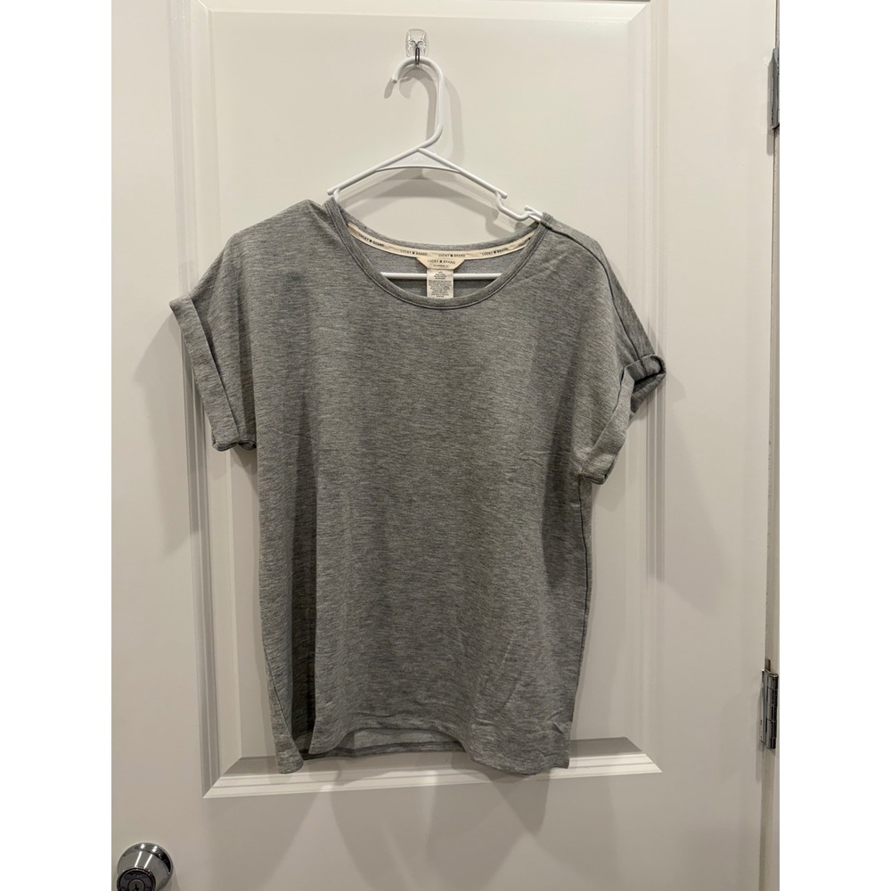 Lucky Brand Womens Heather Gray Short Sleeve Cuffed Top Size Small RN71222